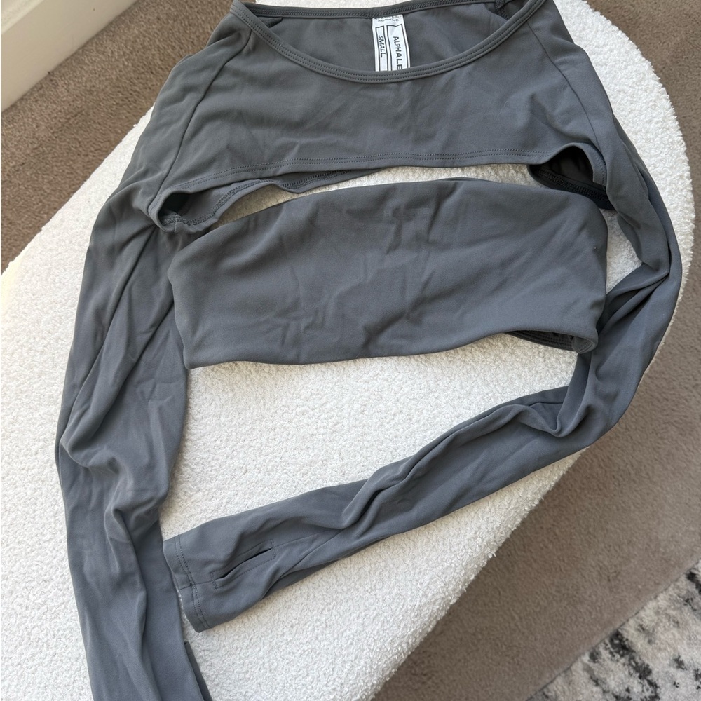 Alphalete Gray Long Sleeve shrug + bandeu